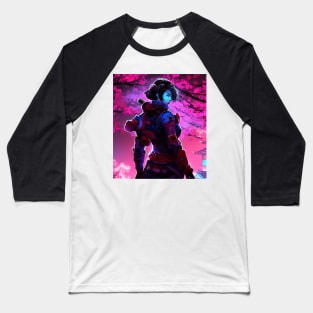 Sakura Female Cyberpunk Samurai Cherry Blossoms Baseball T-Shirt